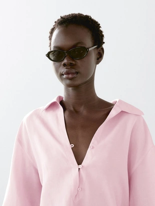 Купить Massimo Dutti Легкая блузка-поло с вырезом горловины