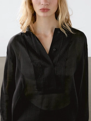 Купить Massimo Dutti Легкая рубашка из смеси рами с защипами