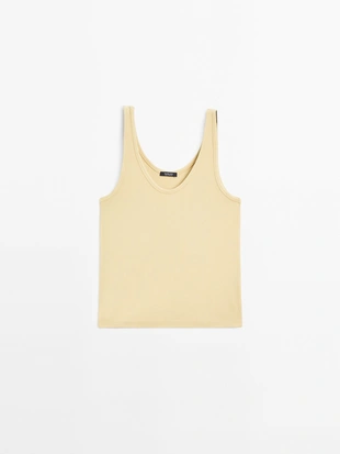 Топ из хлопкового микса с лямками- Заказать в России