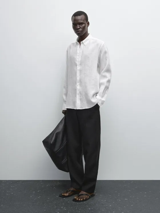 Рубашка с регулярной посадкой из 100% льна