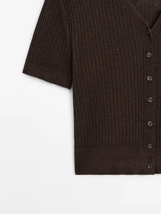 Кардиган с v-образным вырезом из 100% льна