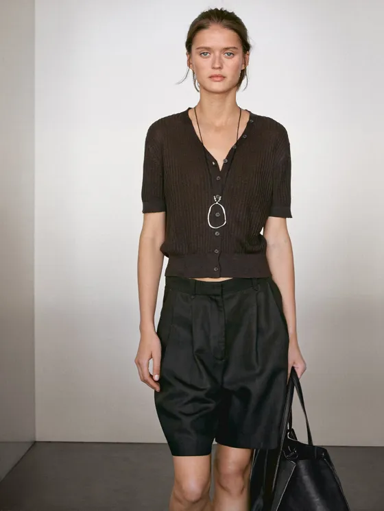 Кардиган с v-образным вырезом из 100% льна