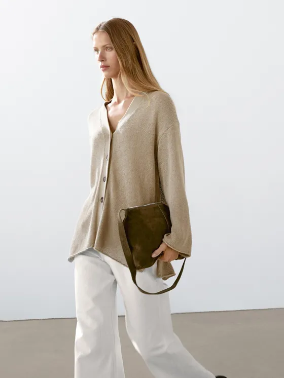 Кардиган oversize из тонкого вязаного полотна