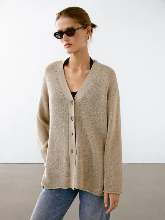 Кардиган oversize из тонкого вязаного полотна