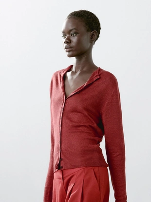 Кардиган с длинным рукавом из 100% льна- Заказать в России