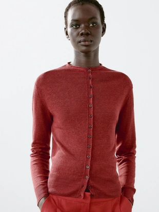 Кардиган с длинным рукавом из 100% льна- Заказать в России