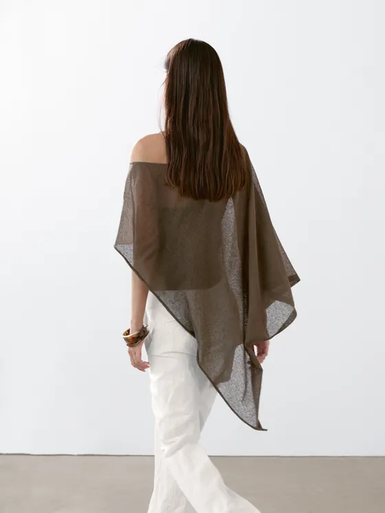 Асимметричный плащ из льняной смеси