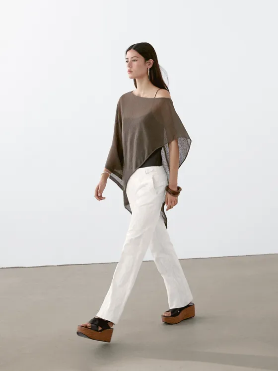 Асимметричный плащ из льняной смеси