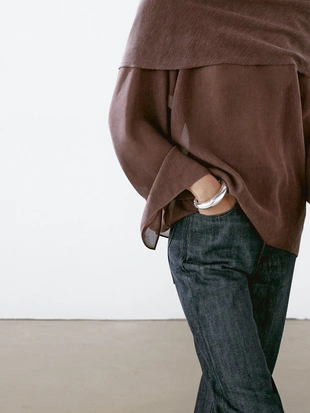 Льняная блуза в стиле пончо- Заказать в России