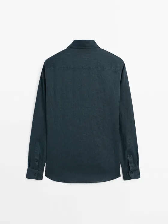Рубашка slim fit из 100% льна