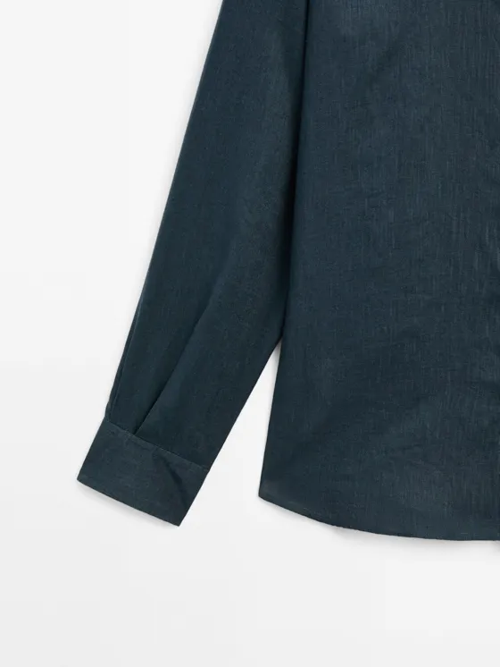 Рубашка slim fit из 100% льна