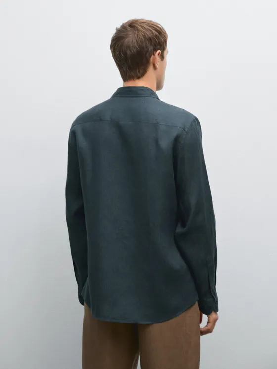 Рубашка slim fit из 100% льна