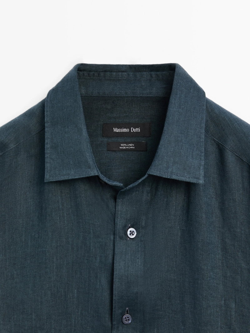 Рубашка slim fit из 100% льна