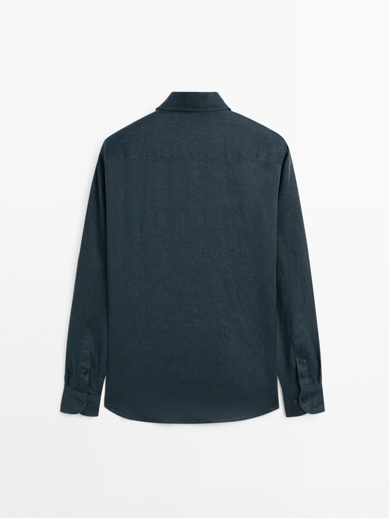 Рубашка slim fit из 100% льна