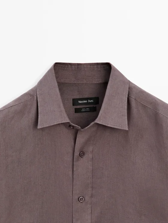 Рубашка slim fit из 100% льна