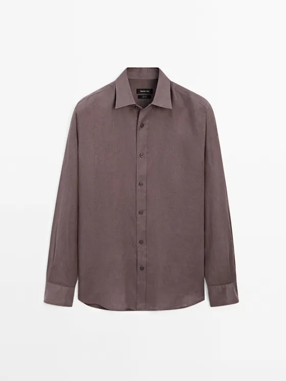 Рубашка slim fit из 100% льна