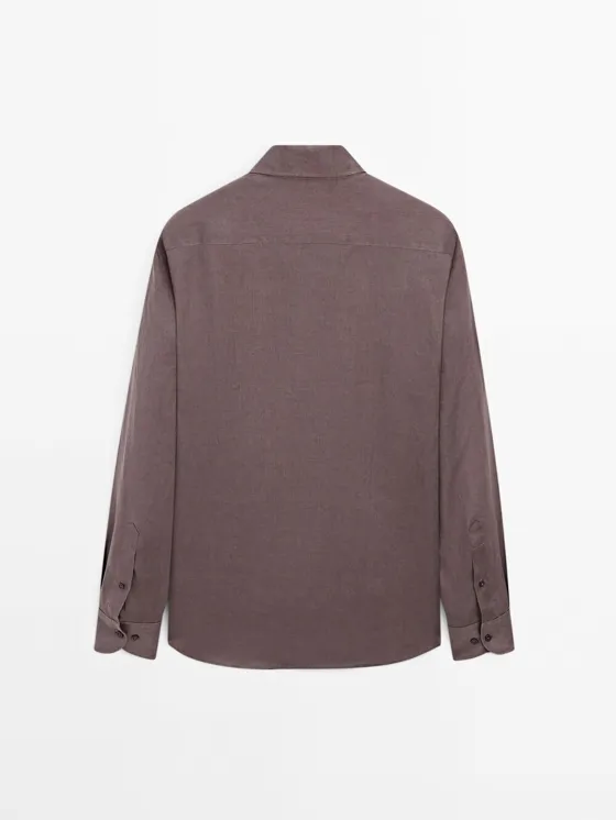 Рубашка slim fit из 100% льна