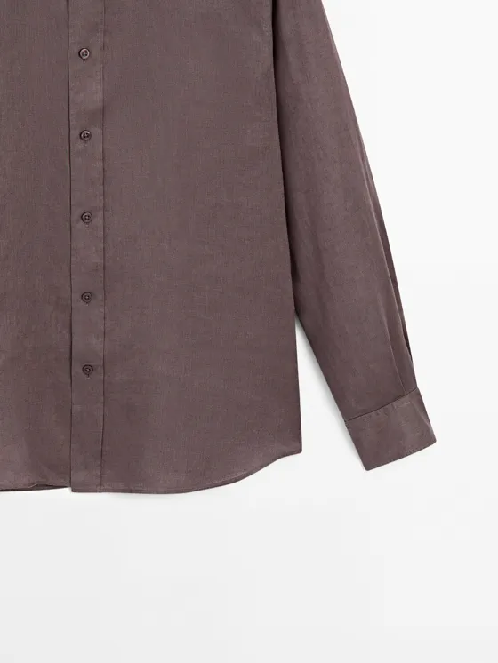 Рубашка slim fit из 100% льна