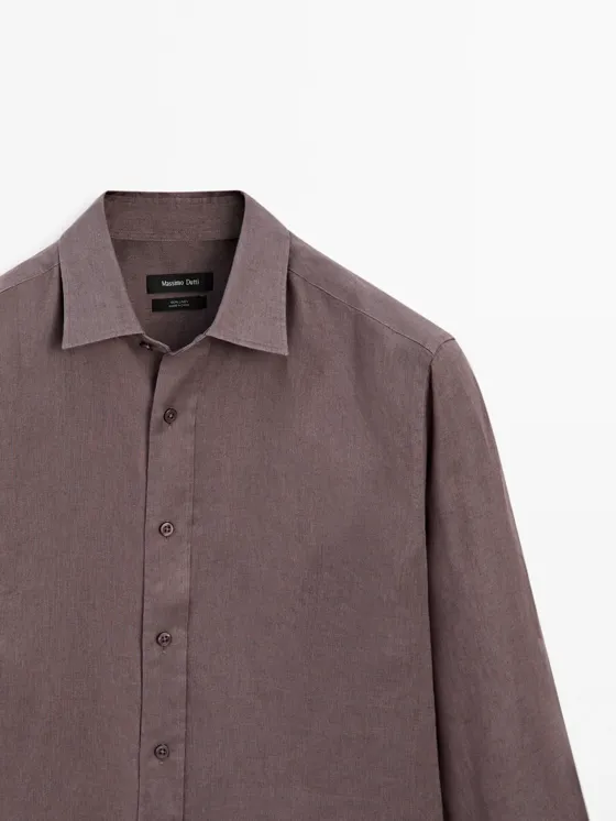 Рубашка slim fit из 100% льна