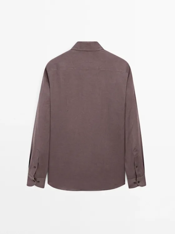Рубашка slim fit из 100% льна