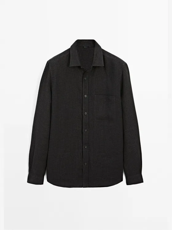 Рубашка с рисунком гингем в классическом крое