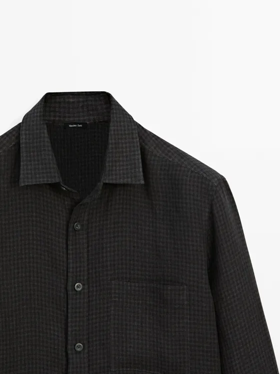 Рубашка с рисунком гингем в классическом крое