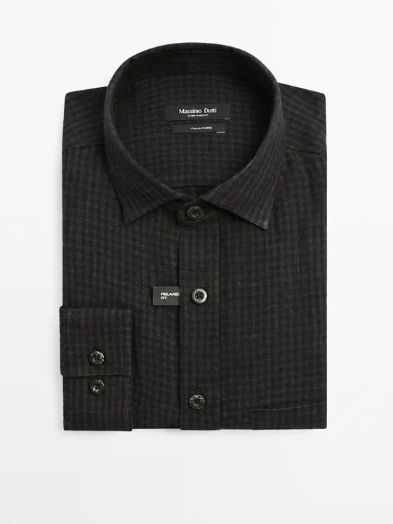 Рубашка с рисунком гингем в классическом крое