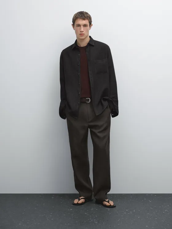 Рубашка с рисунком гингем в классическом крое