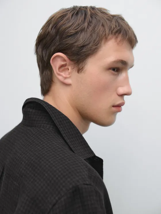 Рубашка с рисунком гингем в классическом крое