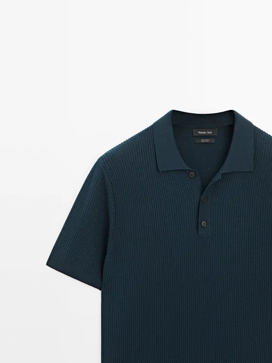 Поло свитер из хлопка с широким и свободным силуэтом massimo dutti