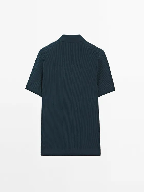 Поло свитер из хлопка с широким и свободным силуэтом massimo dutti