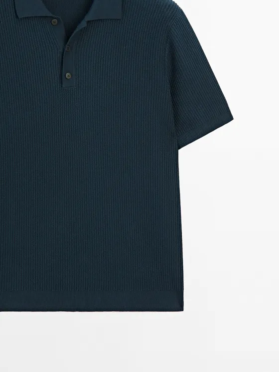 Поло свитер из хлопка с широким и свободным силуэтом massimo dutti