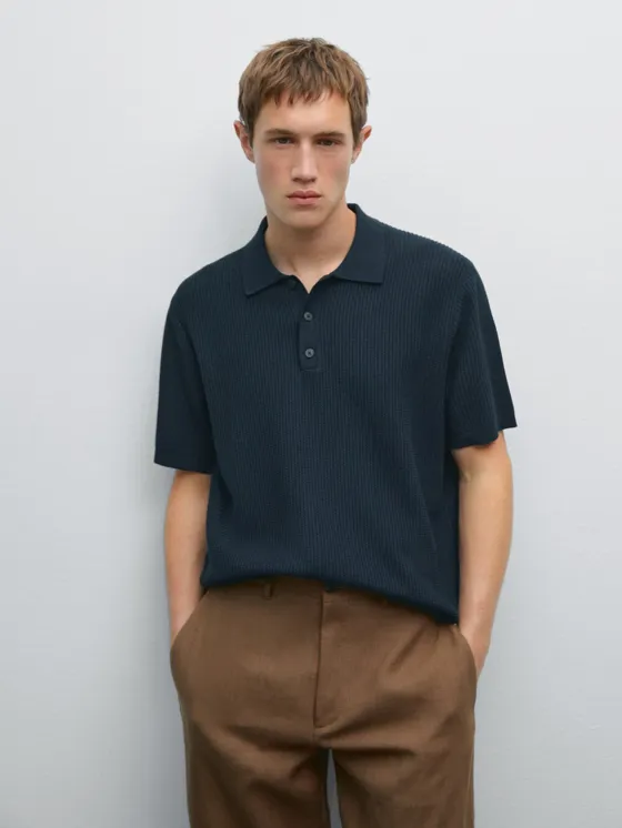 Поло свитер из хлопка с широким и свободным силуэтом massimo dutti