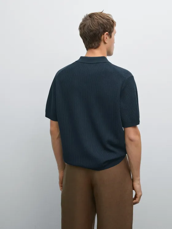 Поло свитер из хлопка с широким и свободным силуэтом massimo dutti