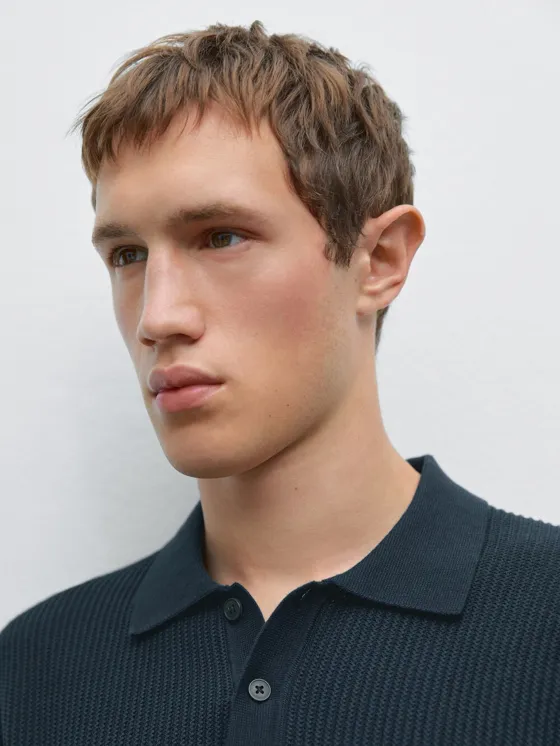 Поло свитер из хлопка с широким и свободным силуэтом massimo dutti