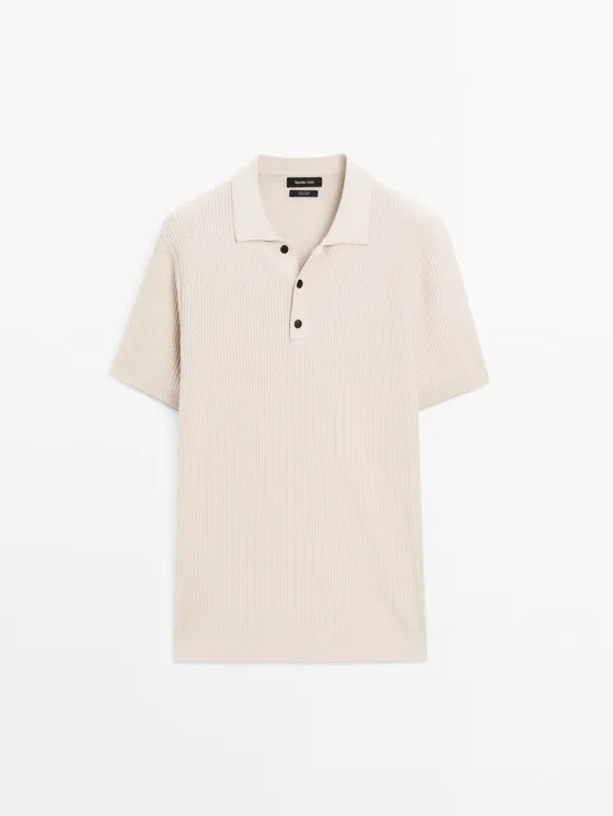 Поло из вязаного трикотажа 100% хлопок massimo dutti