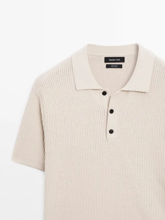 Поло из вязаного трикотажа 100% хлопок massimo dutti