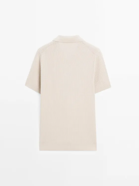 Поло из вязаного трикотажа 100% хлопок massimo dutti