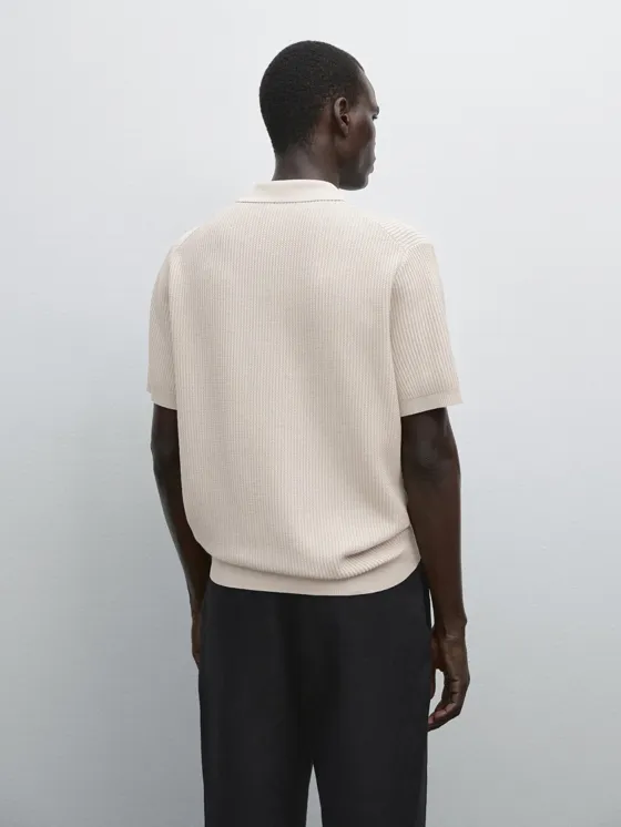 Поло из вязаного трикотажа 100% хлопок massimo dutti