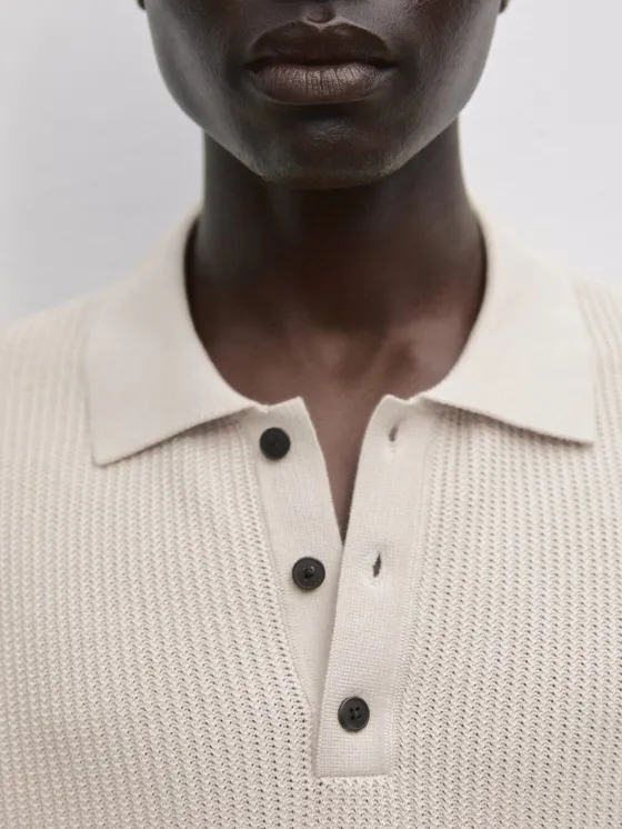 Поло из вязаного трикотажа 100% хлопок massimo dutti