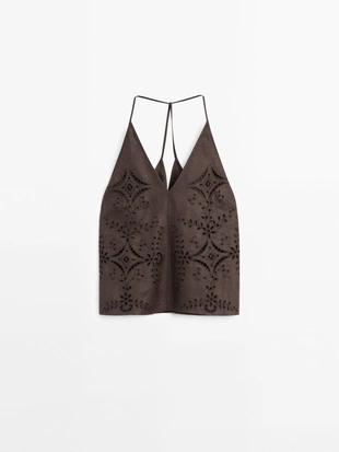 Топ с вышивкой из льна- Заказать в России