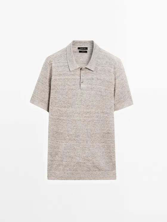 Поло изо льна с меланжевой вязкой