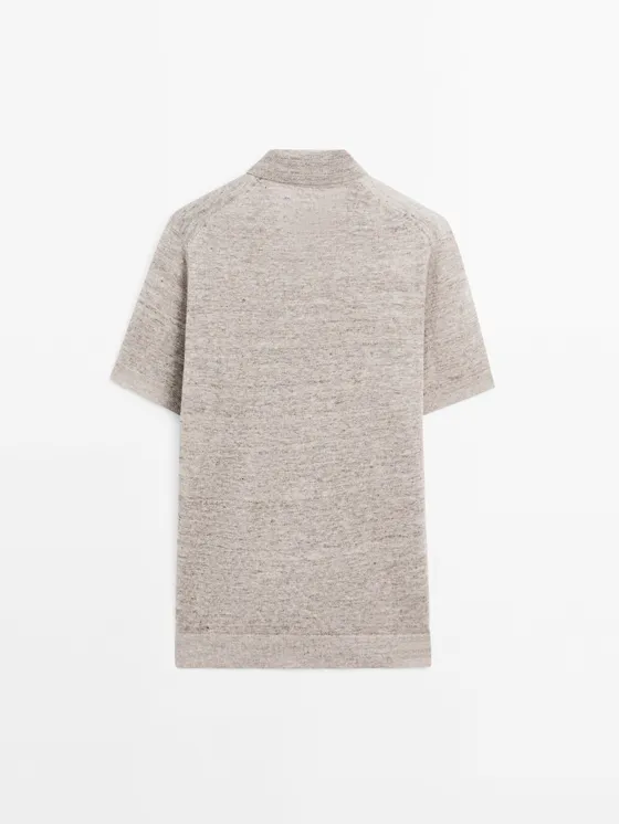 Поло изо льна с меланжевой вязкой