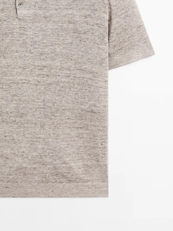 Поло изо льна с меланжевой вязкой