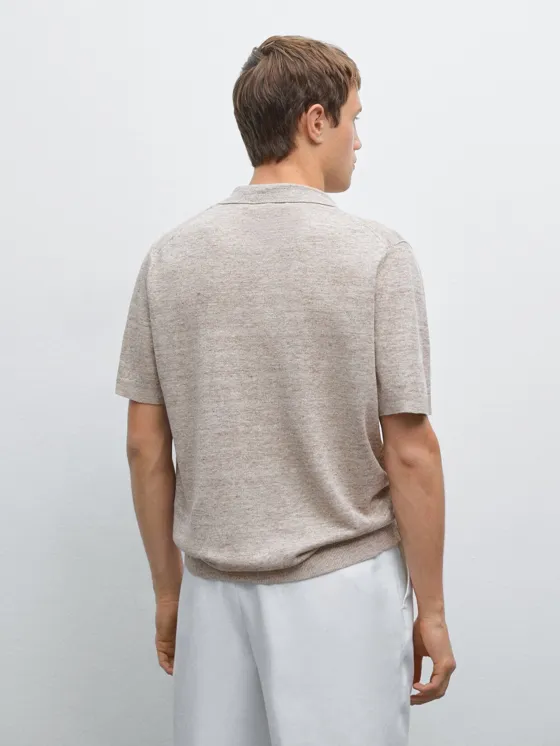 Поло изо льна с меланжевой вязкой