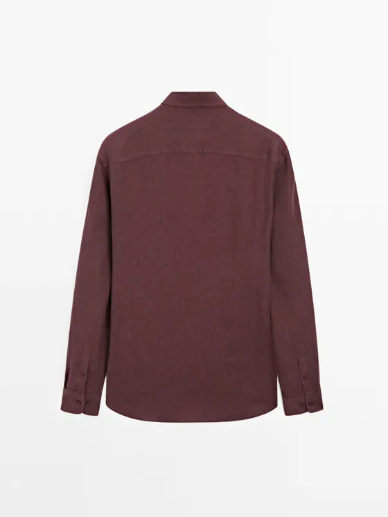 Рубашка из льна в стиле regular fit с потертостями