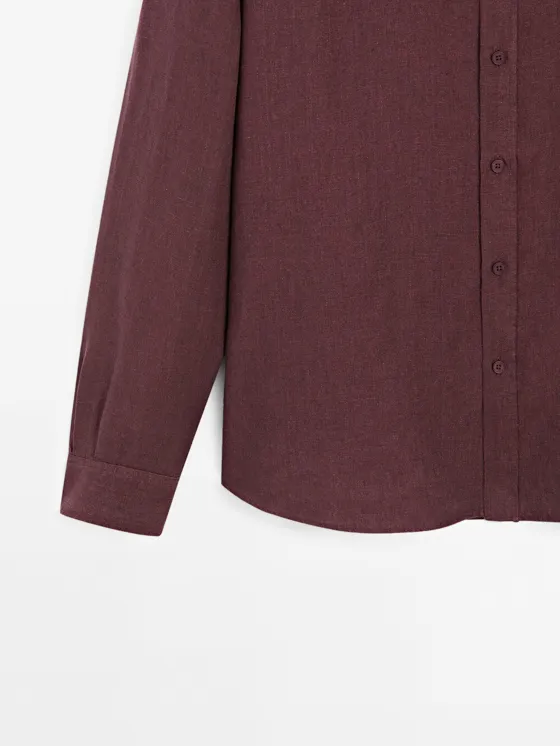 Рубашка из льна в стиле regular fit с потертостями