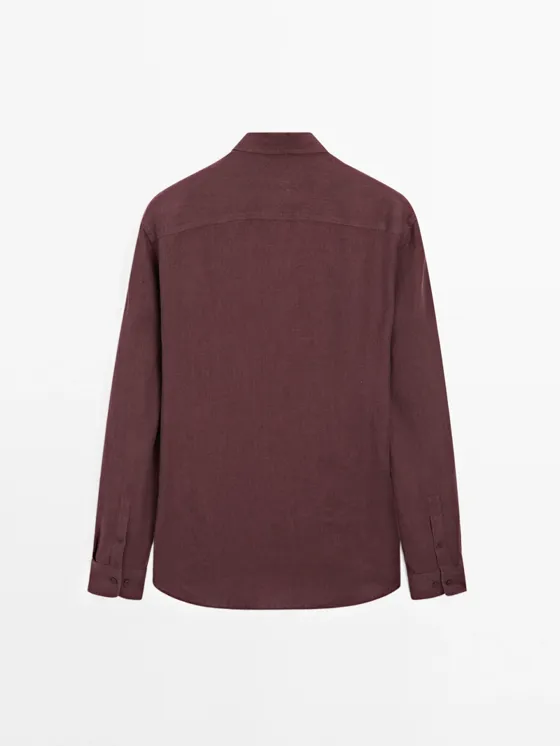 Рубашка из льна в стиле regular fit с потертостями