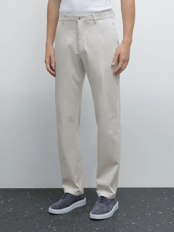 Брюки из хлопкового смесового slim fit