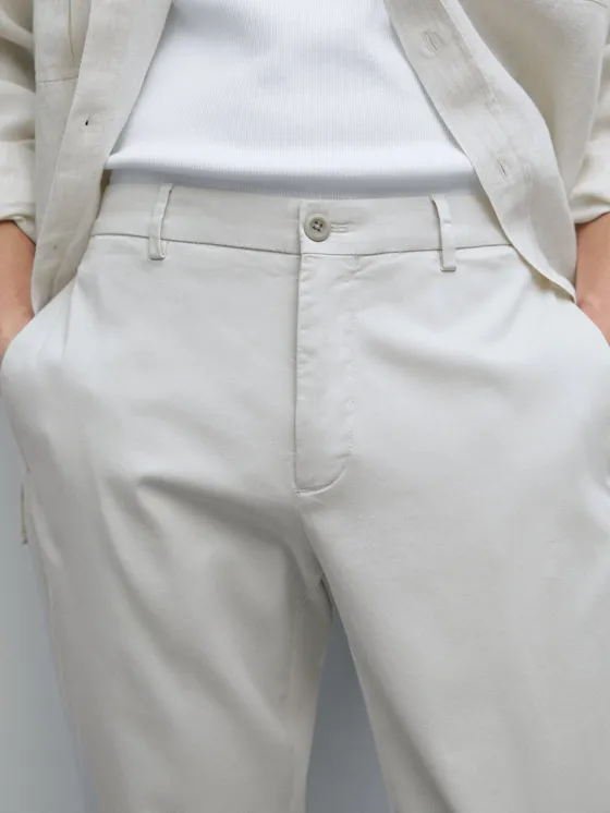 Брюки из хлопкового смесового slim fit